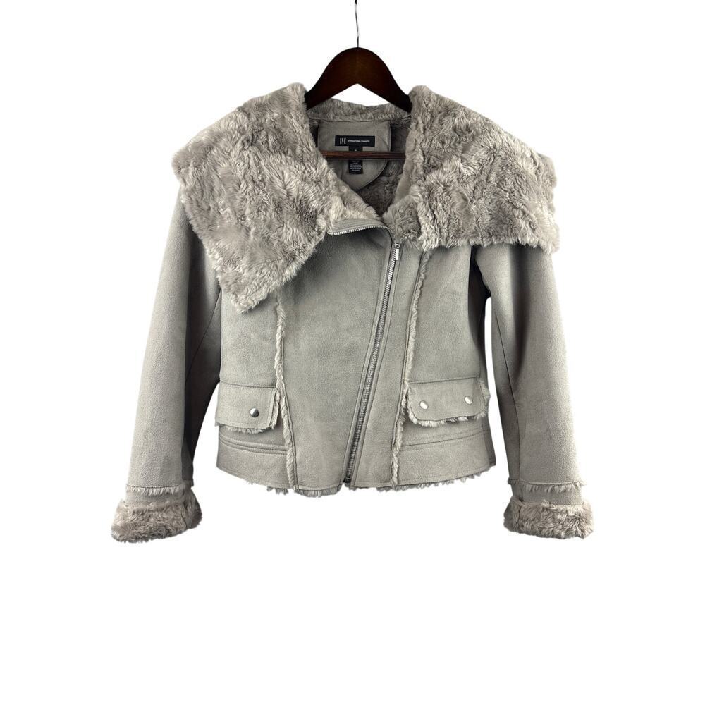 Women’s I.N.C International Concepts Medium Taupe Suede Motor Style Jacket